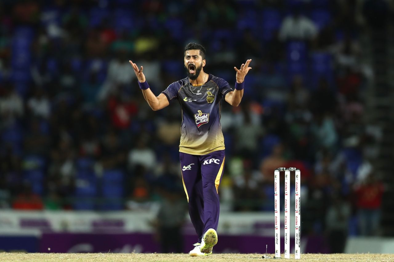 Ali Khan lets out a vociferous appeal, St Kitts and Nevis Patriots v Trinbago Knight Riders, CPL 2019, Basseterre, September 17, 2019