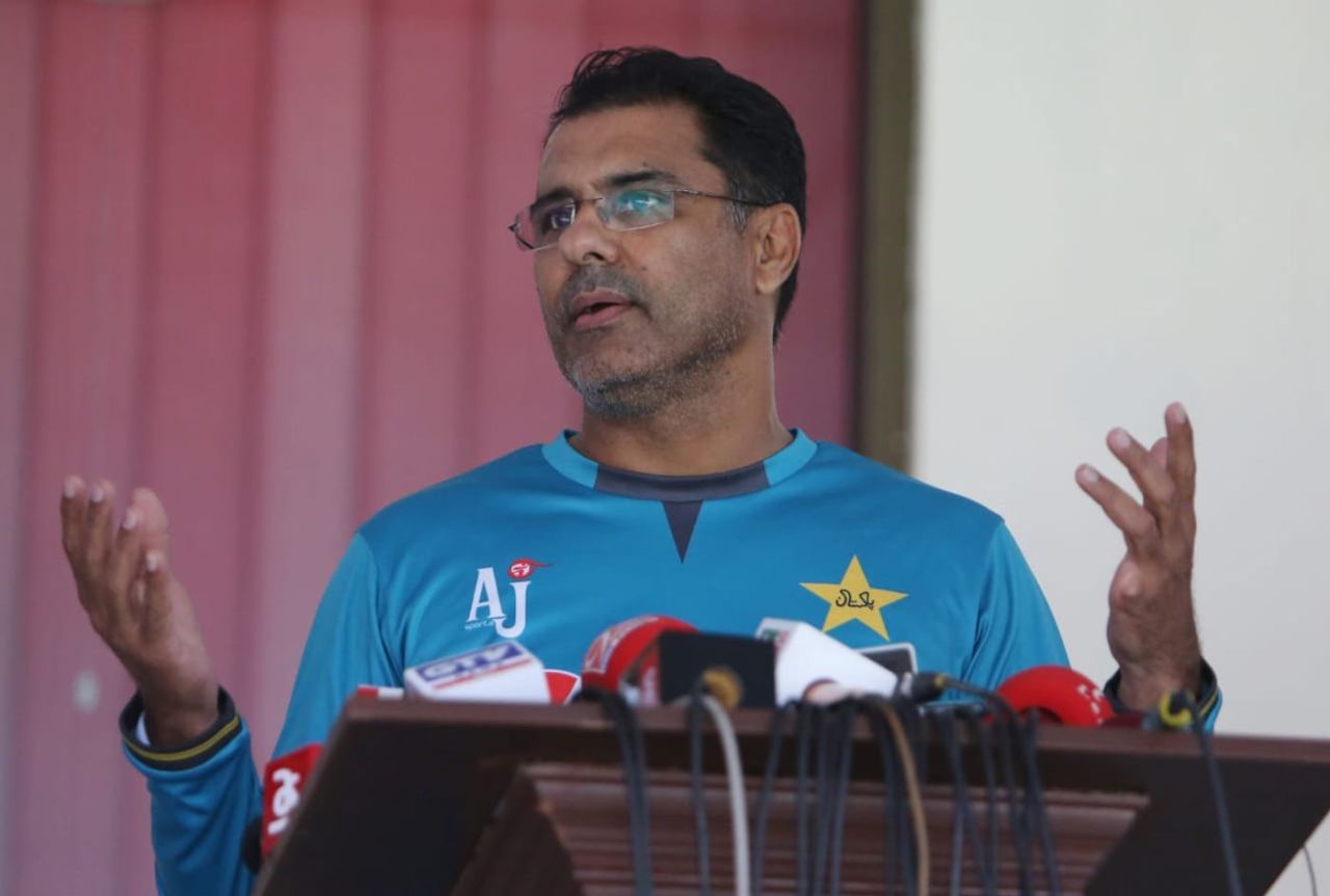 Waqar Younis at a media interaction during a training camp, Lahore, September 20, 2019