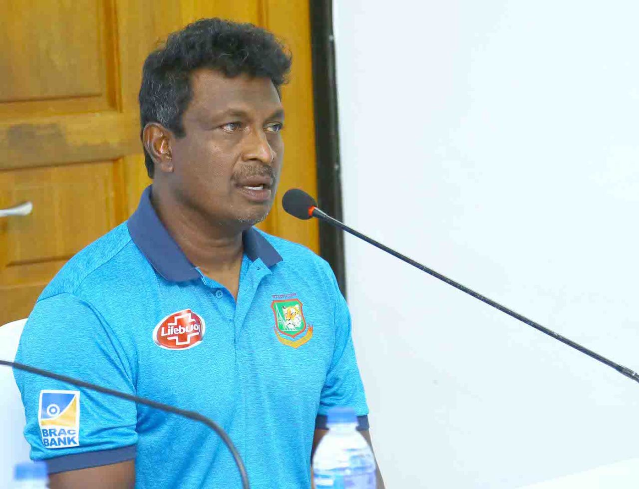 Champaka Ramanayake interacts with the media before the series against Sri Lanka A, Katunayake, September 20, 2019