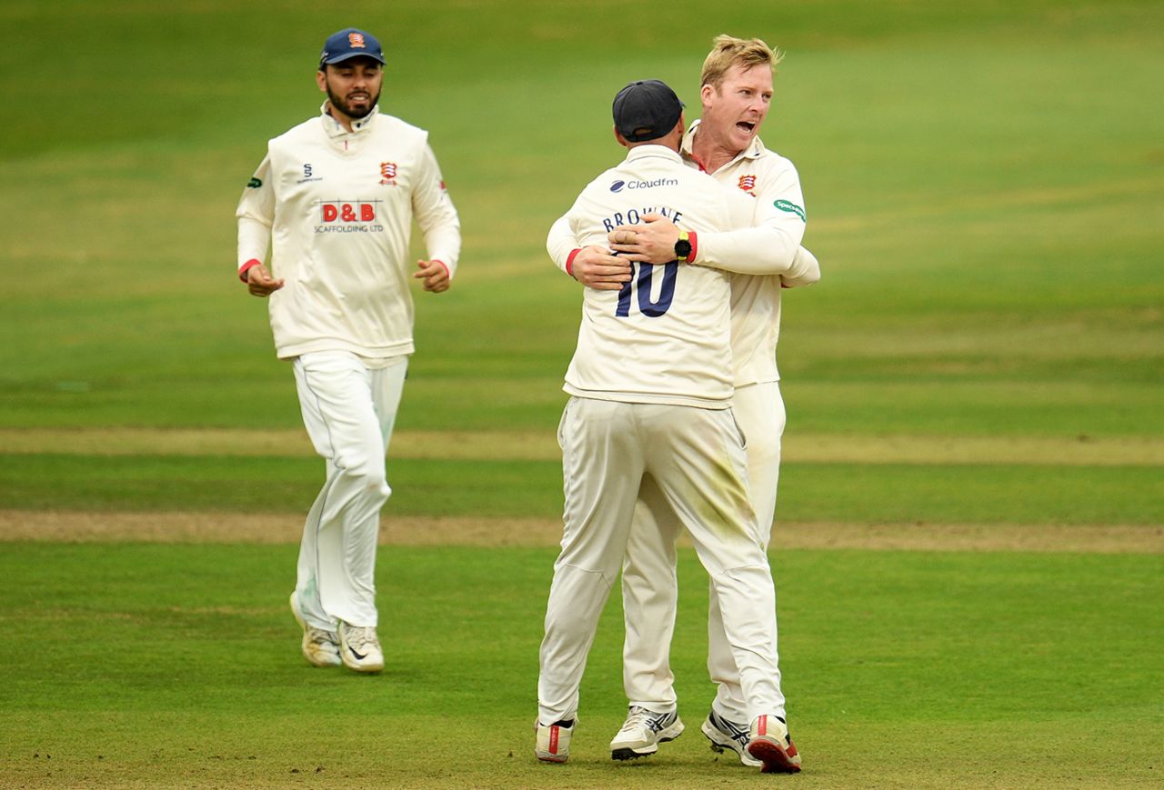 Simon Harmer celebrates a wicket, Somerset v Essex, County Championship, Division One, Taunton, September 23, 2019