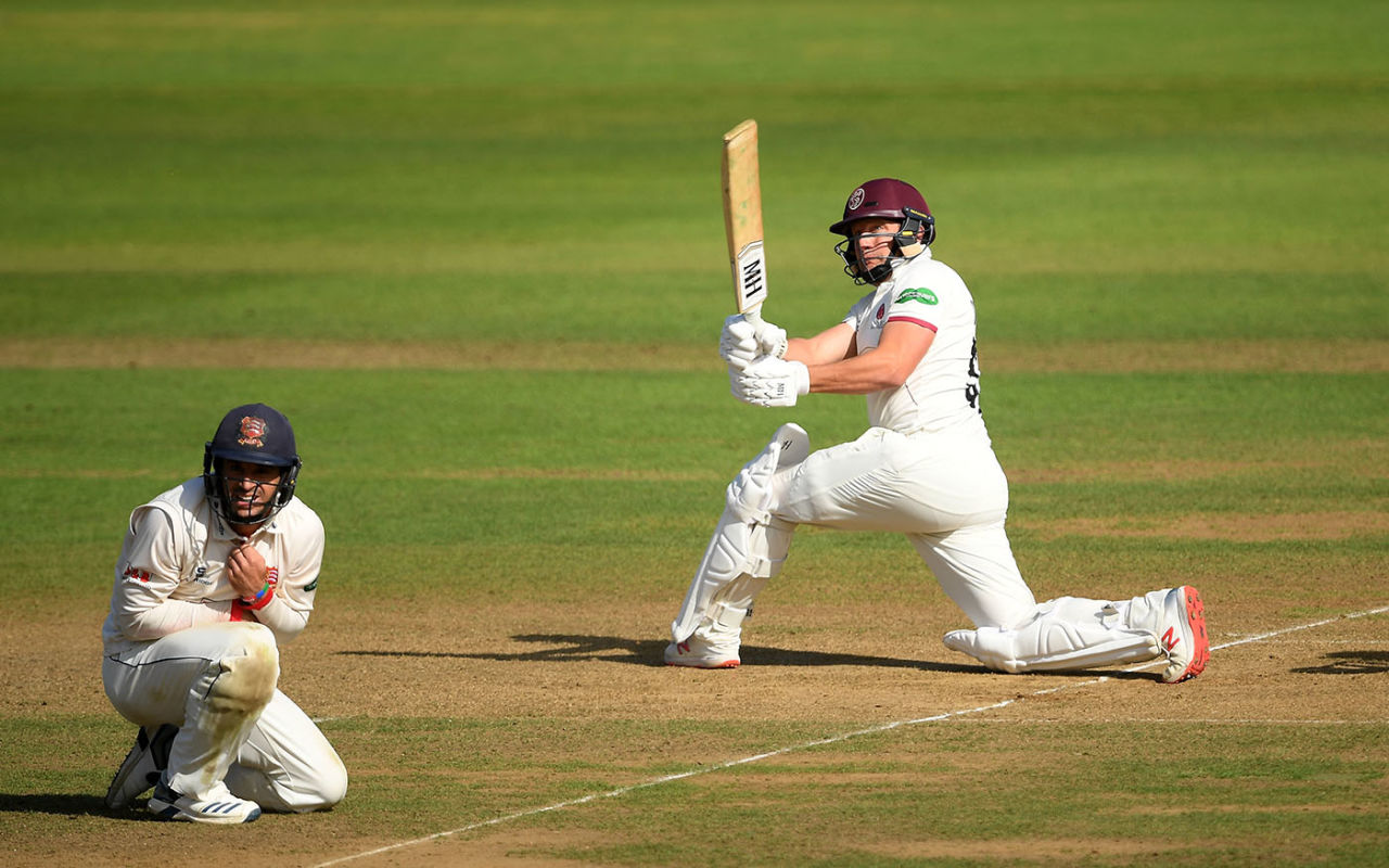 Roelof van der Merwe brings out the reverse-sweep, Somerset v Essex, County Championship, Division One, Taunton, September 24, 2019