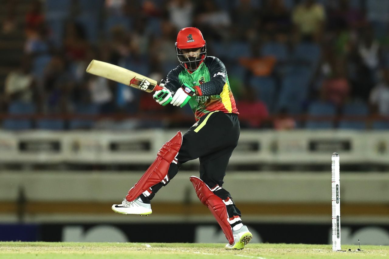 Mohammad Hafeez works the ball away, St Lucia Zouks v St Kitts and Nevis Patriots, CPL 2019, Gros Islet, September 24, 2019