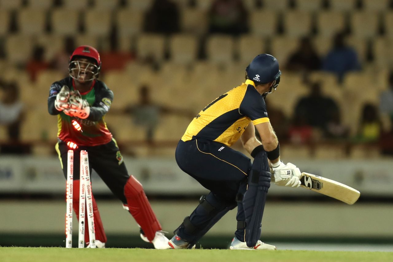 Colin Ingram was stumped by Devon Thomas, St Lucia Zouks v St Kitts and Nevis Patriots, CPL 2019, Gros Islet, September 24, 2019
