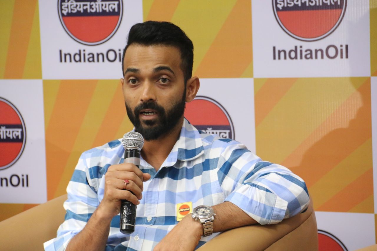 Ajinkya Rahane speaks at an event, Mumbai, September 26, 2019
