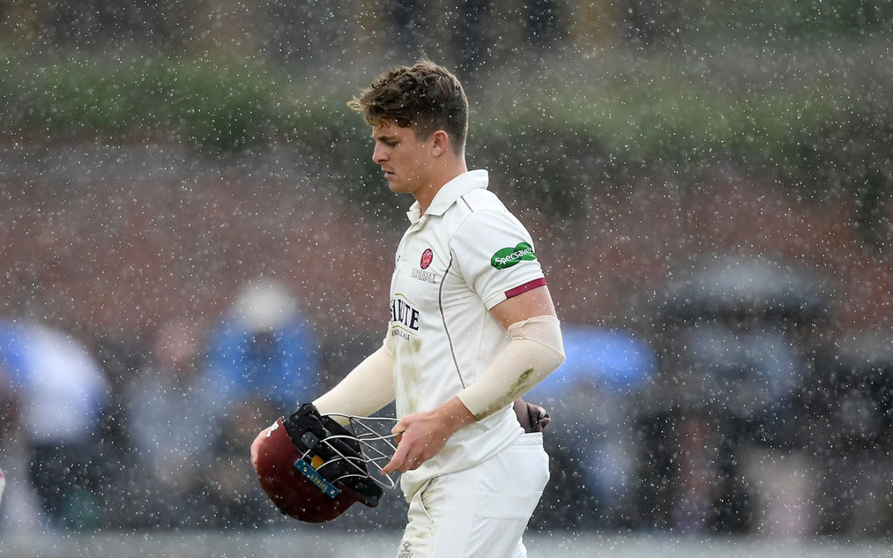 Tom Abell of Somerset walks off as play is delayed due to rain, County Championship Division One, Somerset v Essex, day four, Taunton, September 26, 2019