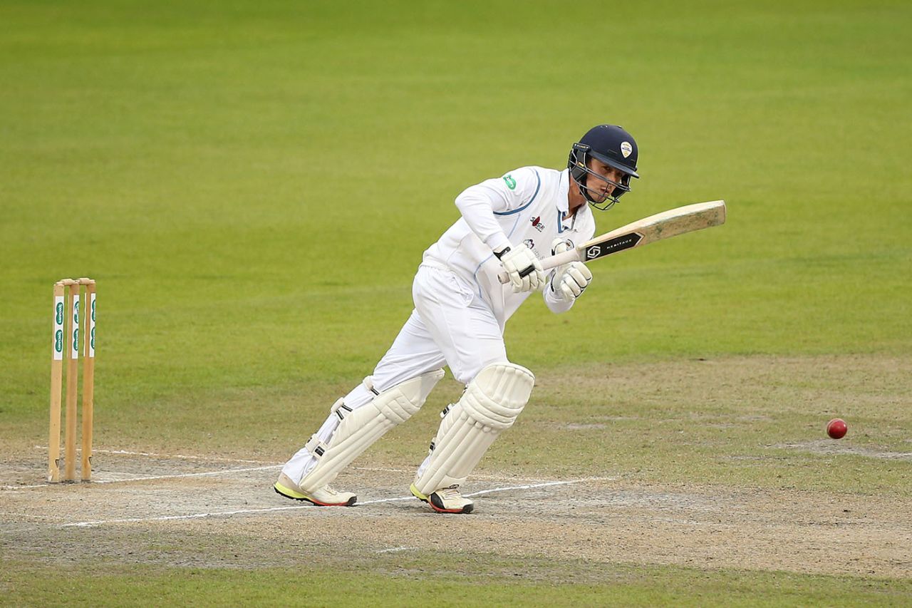 Leus du Plooy clips off his pads, County Championship Division Two, Lancashire v Derbyshire, Old Trafford, September 12, 2019