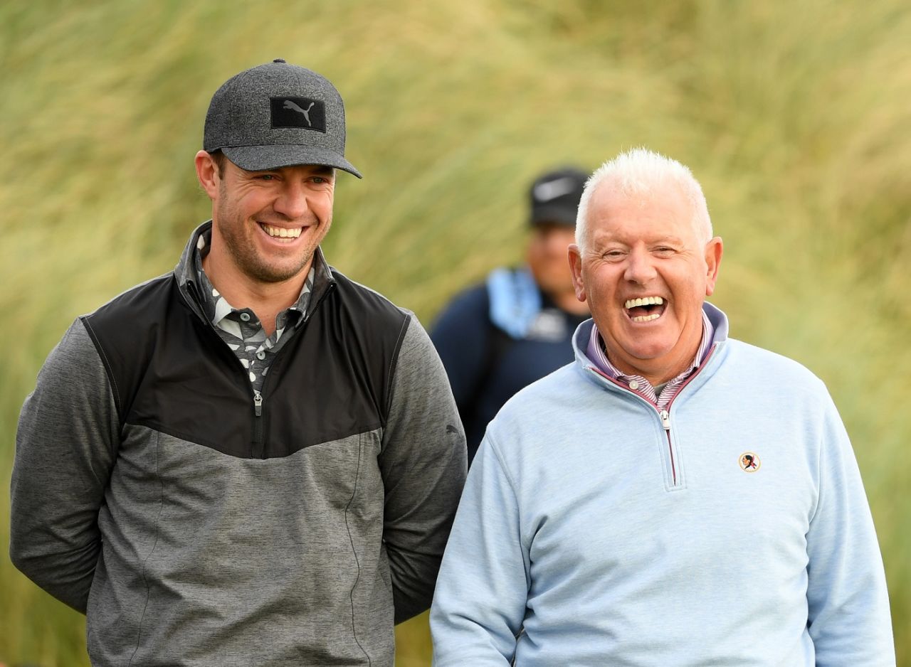 AB de Villiers and Gerry McIlroy find a reason to smile, Kingsbarns Golf Links, September 27, 2019