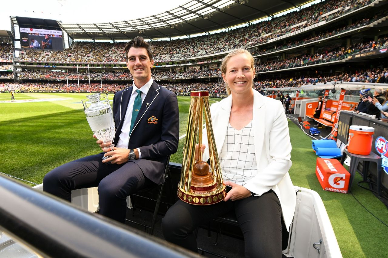 Pat Cummins, Meg Lanning and the Ashes trophies were star attractions at the AFL Grand Final, Melbourne, September 28, 2019