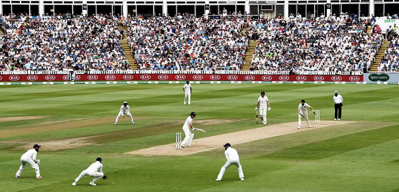 Shikhar Dhawan takes a catch at slip to dismiss Jonny Bairstow off Ishant Sharma, England v India, 1st Test, 3rd day, Edgbaston, August 3, 2018