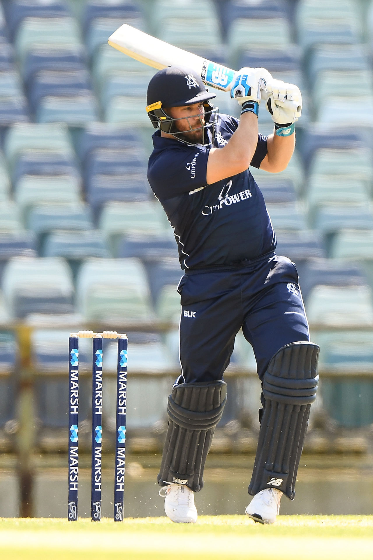 Aaron Finch driving for Victoria in the Marsh Cup