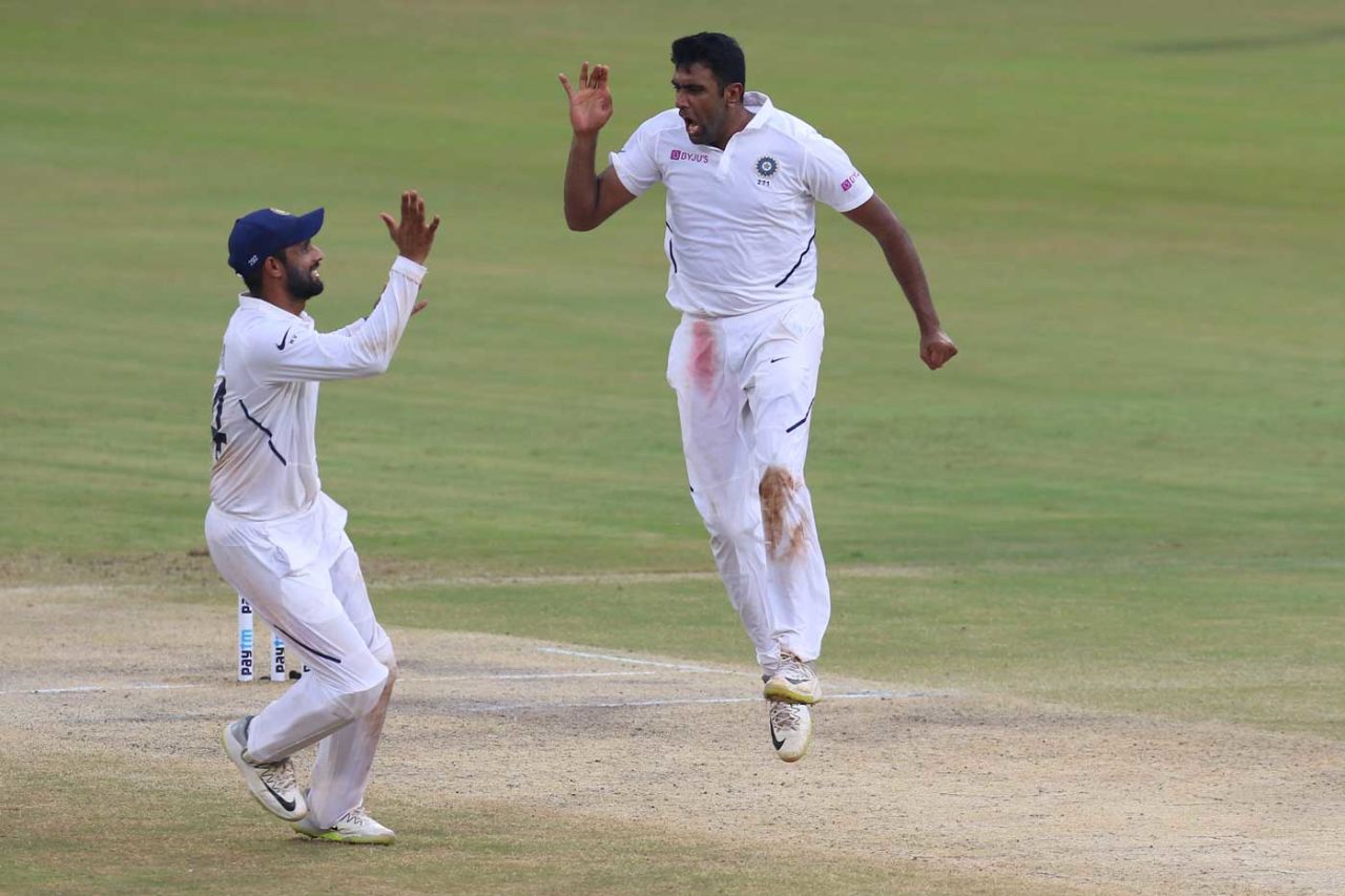 R Ashwin leaps in joy, India v South Africa, 1st Test, Visakhapatnam, Day 3, October 4, 2019