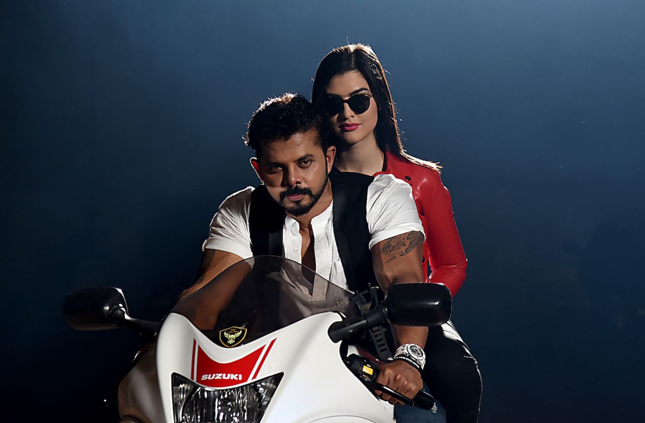 Sreesanth and model and actress Janira Ider pose for photographs during the inauguration of the upcoming Hindi and Kannada film 'SPEED BOYS Dhoom Machale' in Mumbai, May 2, 2019