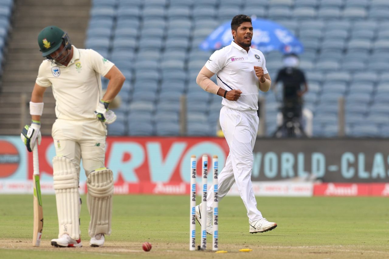 Umesh Yadav jolted South Africa early with a couple of wickets, India v South Africa, 2nd Test, Pune, 2nd day, October 11, 2019