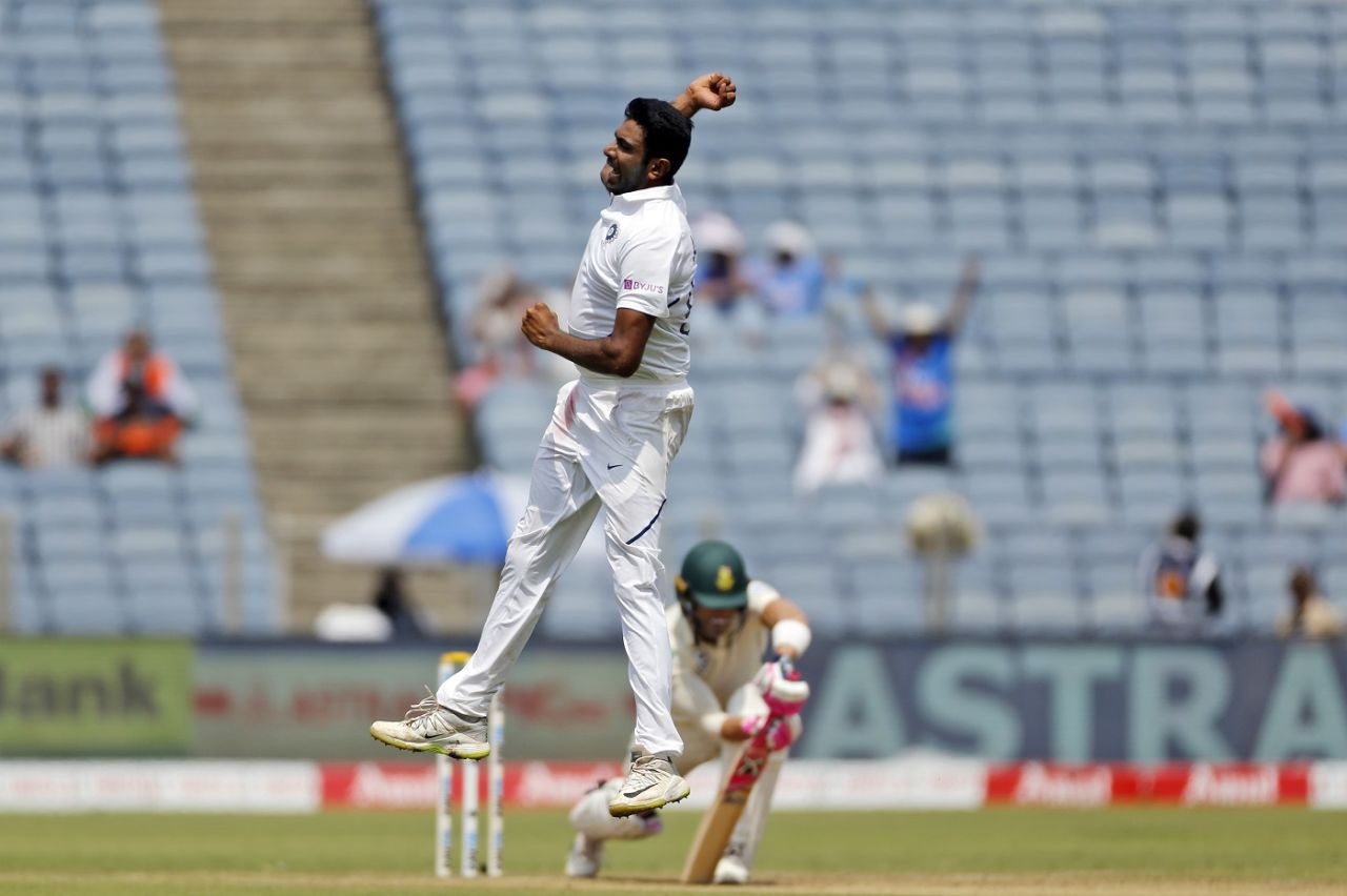 R Ashwin is ecstatic after dismissing Faf du Plessis,  India v South Africa, 2nd Test, Pune, 3rd day, October 12, 2019