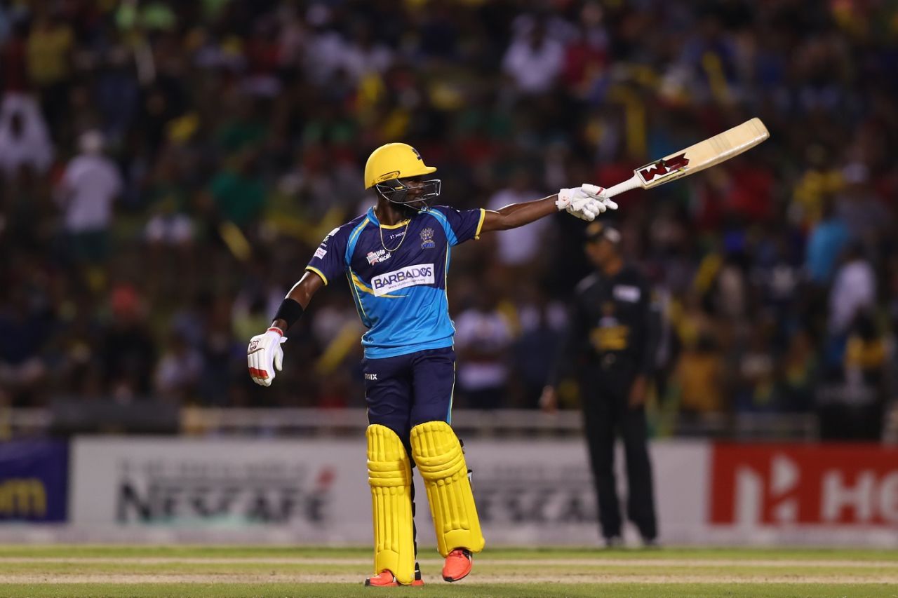 Jonathan Carter got his second CPL fifty on the biggest stage, Guyana Amazon Warriors v Barbados Tridents, CPL 2019 final, Trinidad, October 12, 2019