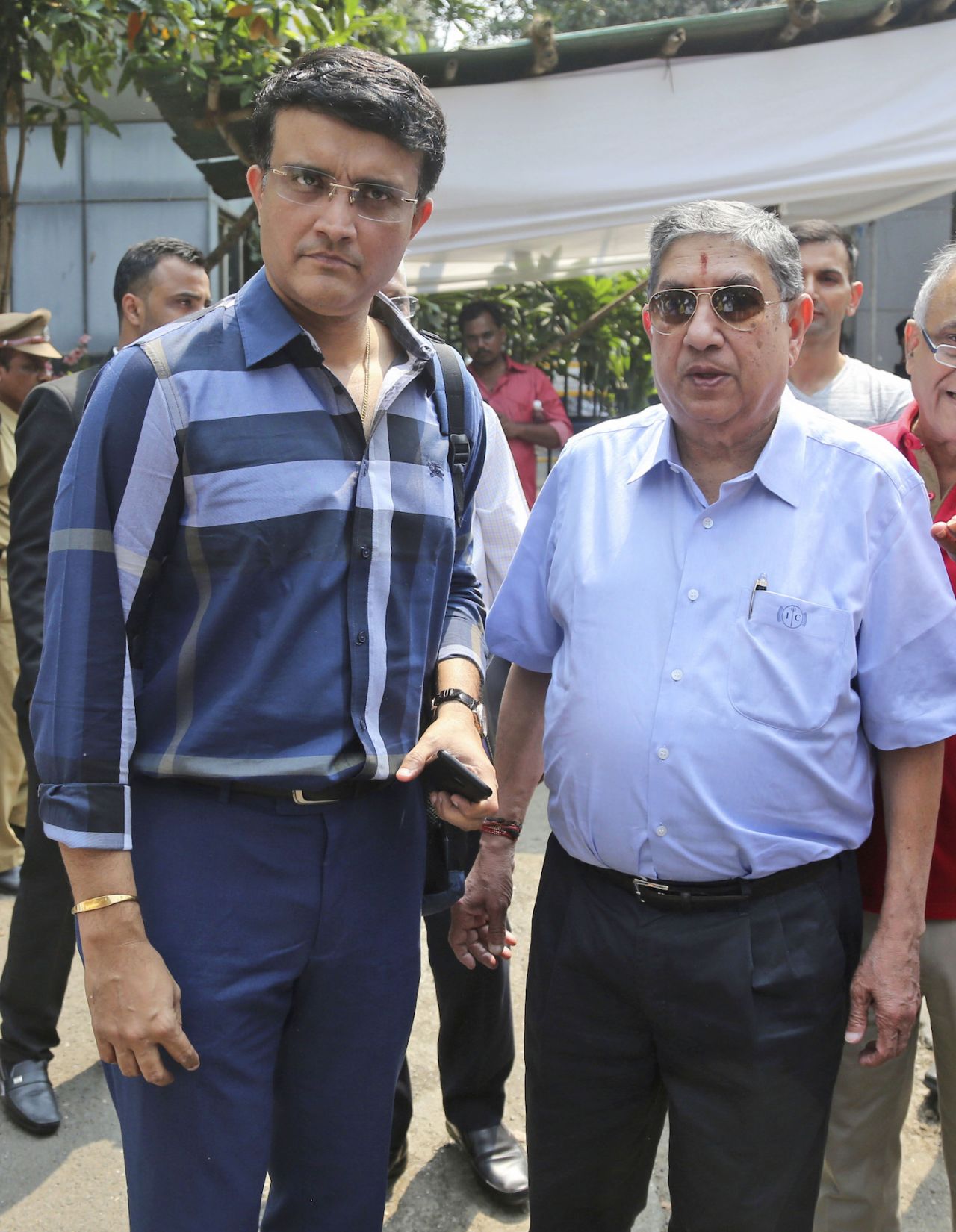 Sourav Ganguly and N Srinivasan at the BCCI headquarters, Mumbai, October 14, 2019