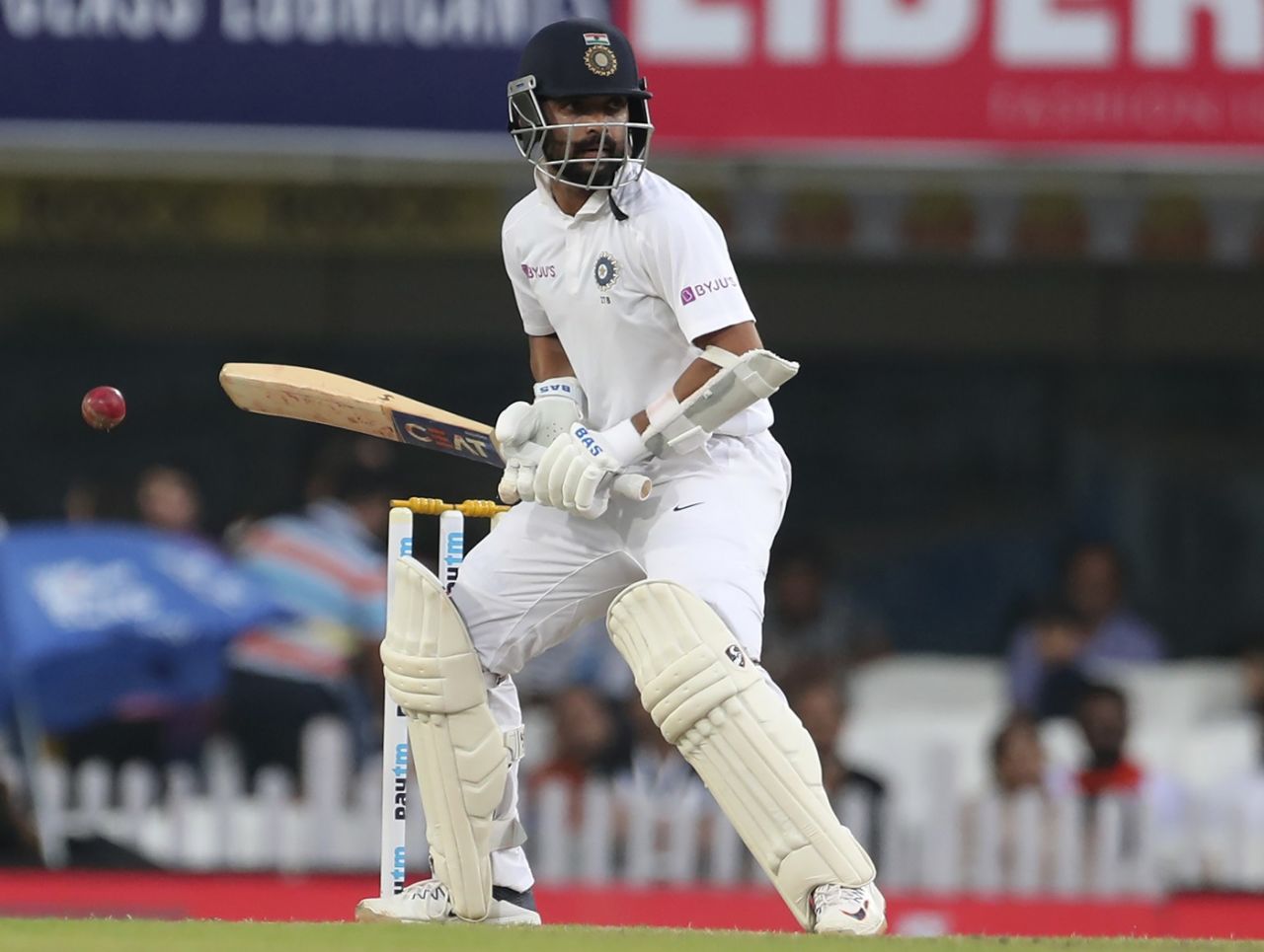 Ajinkya Rahane is a picture of concentration as he leaves one outside off, India v South Africa, 3rd Test, Ranchi, 1st day, October 19, 2019