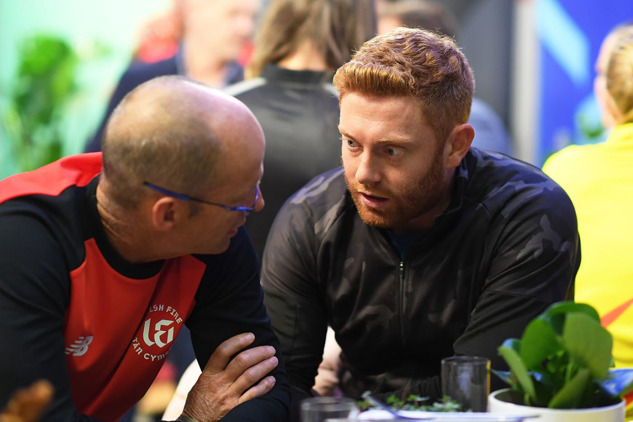 Welsh Fire head coach Gary Kirsten and star player Jonny Bairstow at The Hundred draft, London October 20, 2019