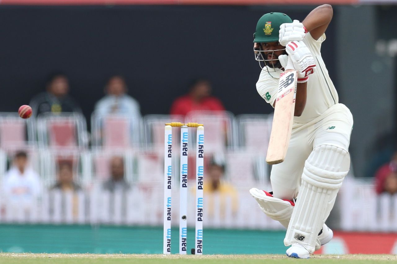 Temba Bavuma is watchful as he drives, India v South Africa, 3rd Test, Ranchi, 3rd day, October 21, 2019