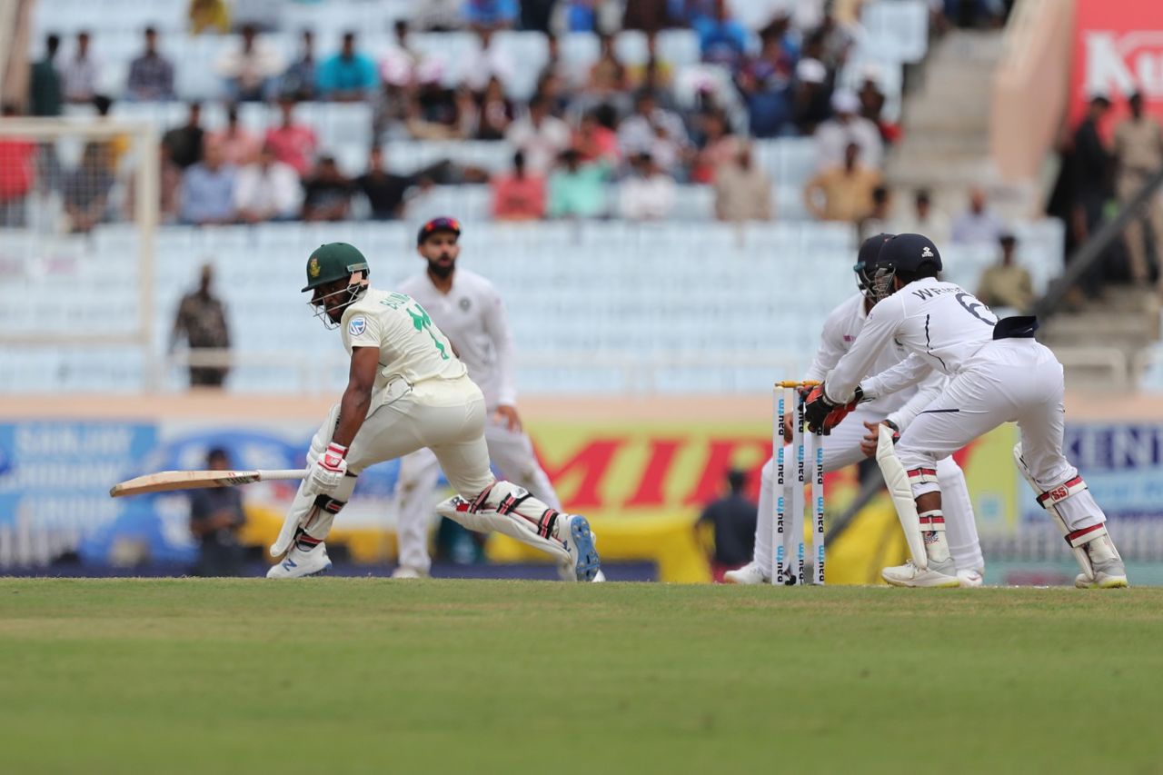 Temba Bavuma is stumped by Wriddhiman Saha, India v South Africa, 3rd Test, Ranchi, 3rd day, October 21, 2019