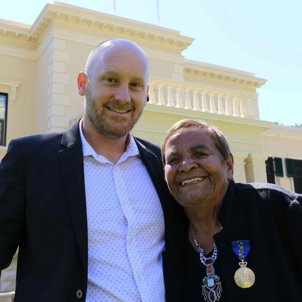 Faith Thomas with Tyson Baird, who plans to write a book about her life, 2019