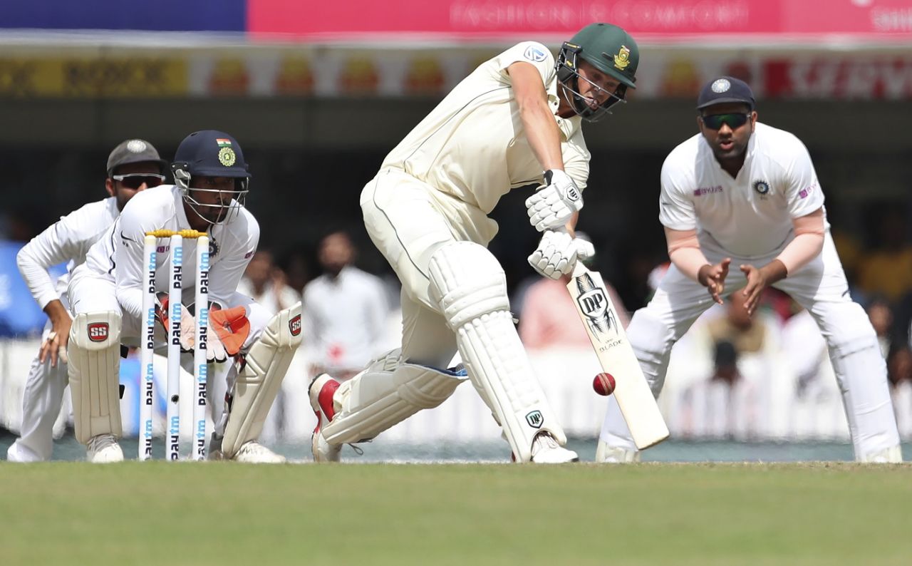 George Linde swats one through the on side, India v South Africa, 3rd Test, Ranchi, 3rd day, October 21, 2019