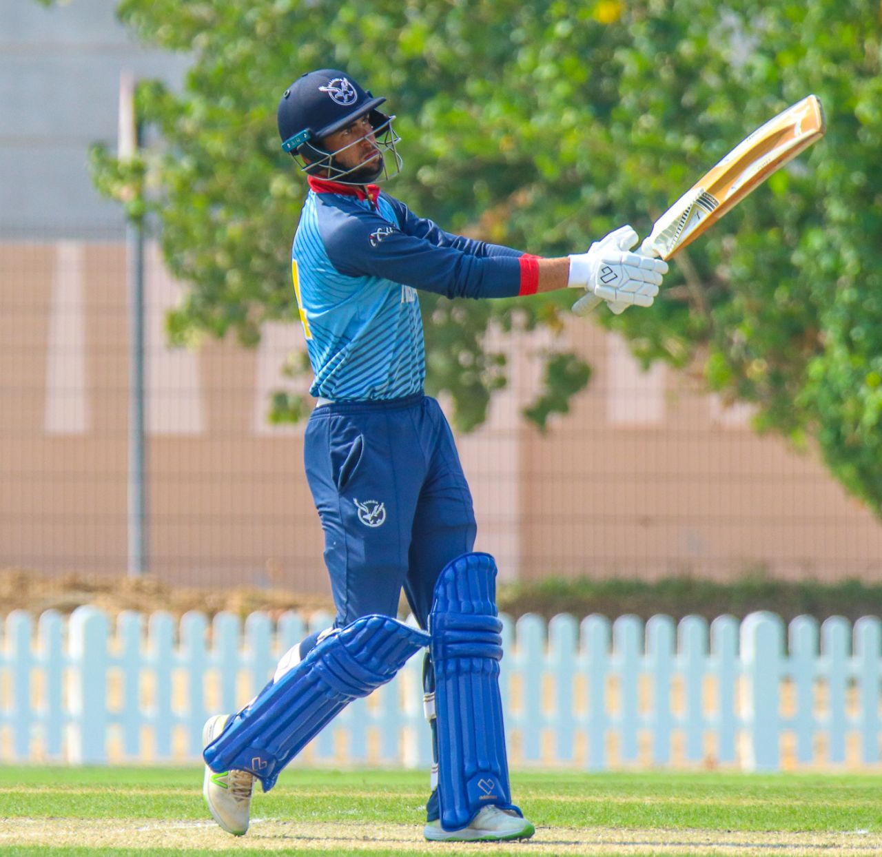 Niko Davin looks on after driving a six over mid-off, Bermuda v Namibia, ICC Men's T20 World Cup Qualifier, Dubai, October 23, 2019