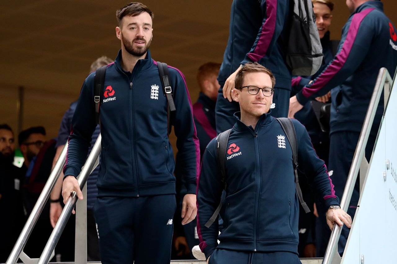 James Vince and Eoin Morgan arrive with the England squad for the tour of New Zealand, Christchurch, October 23, 2019