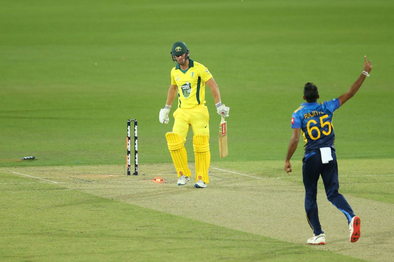 Chris Lynn loses his leg stump, Prime Minister's XI v Sri Lankans, Tour match, Canberra, October 24, 2019