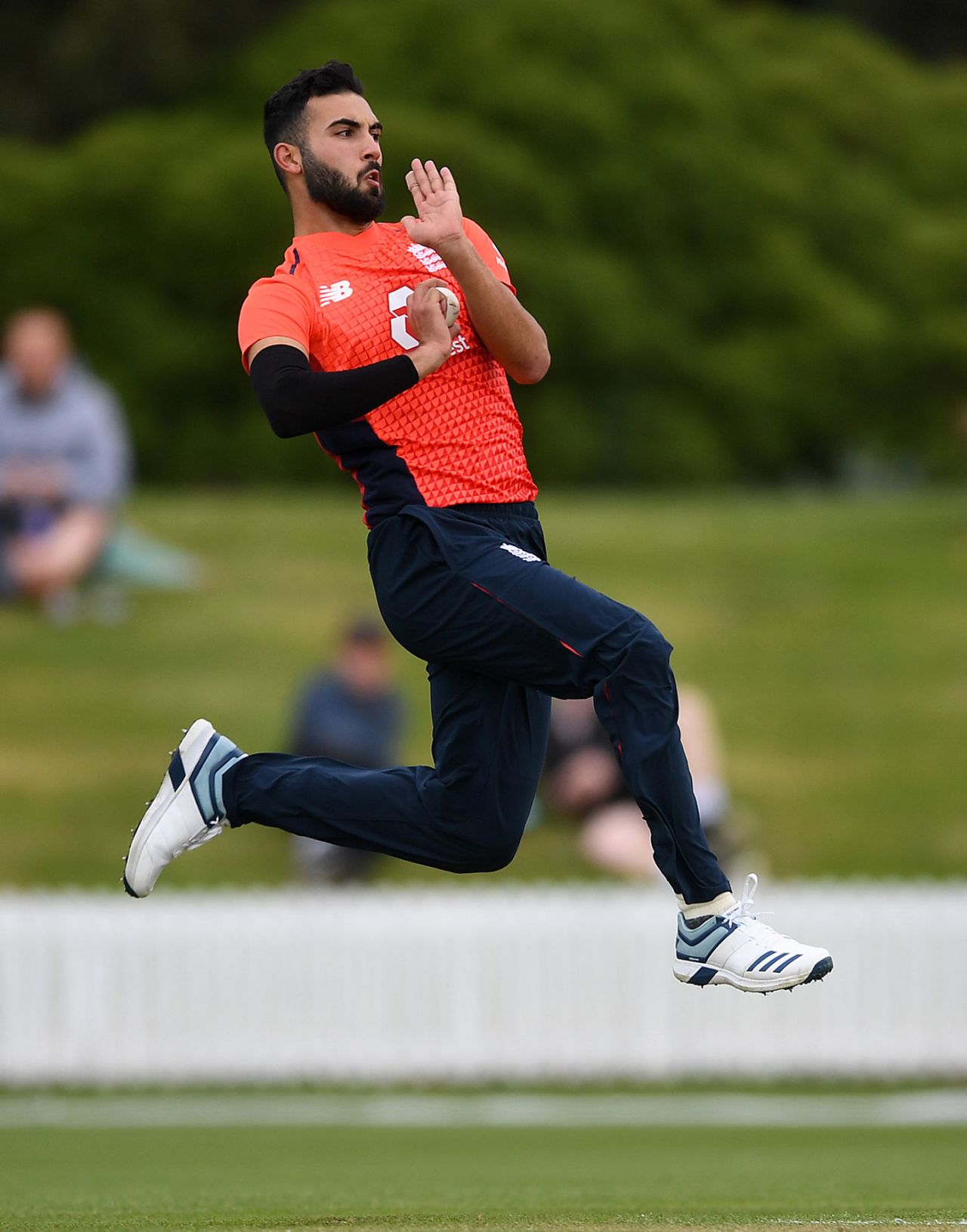 Saqib Mahmood was one of the new faces in the England attack, New Zealand XI v England XI, Tour match, Lincoln, October 27, 2019