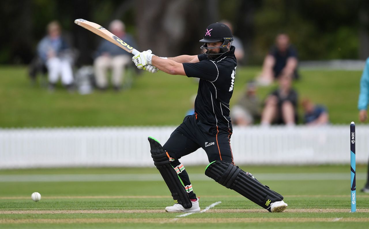 Anton Devcich cracks one through the off side, New Zealand XI v England XI, Tour match, Lincoln, October 27, 2019