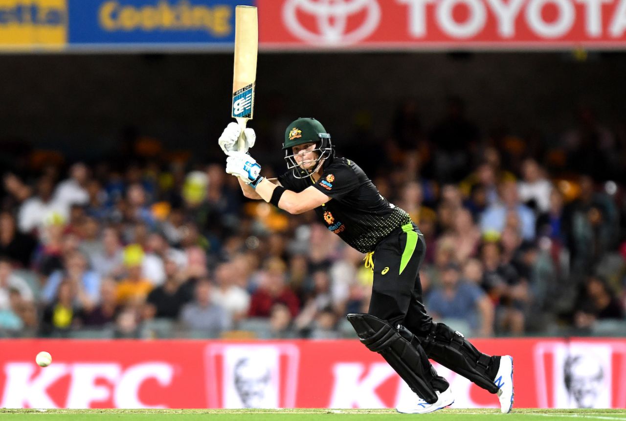 Steven Smith works the ball into the leg side, Australia v Sri Lanka, 2nd T20I, Brisbane, October 30, 2019