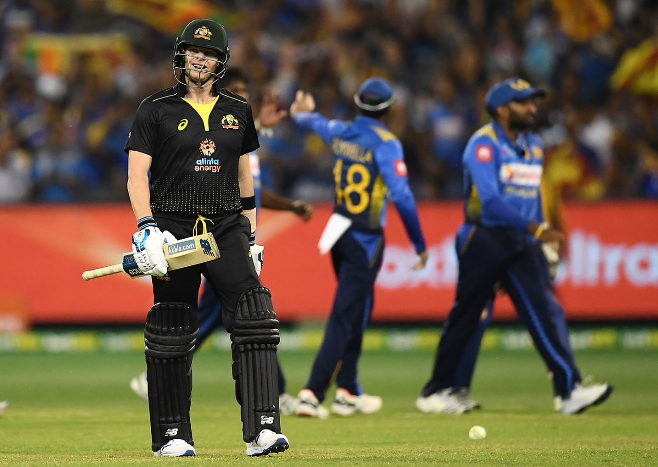 Steven Smith fell for 13, Australia v Sri Lanka, 3rd T20I, Melbourne, November 1, 2019