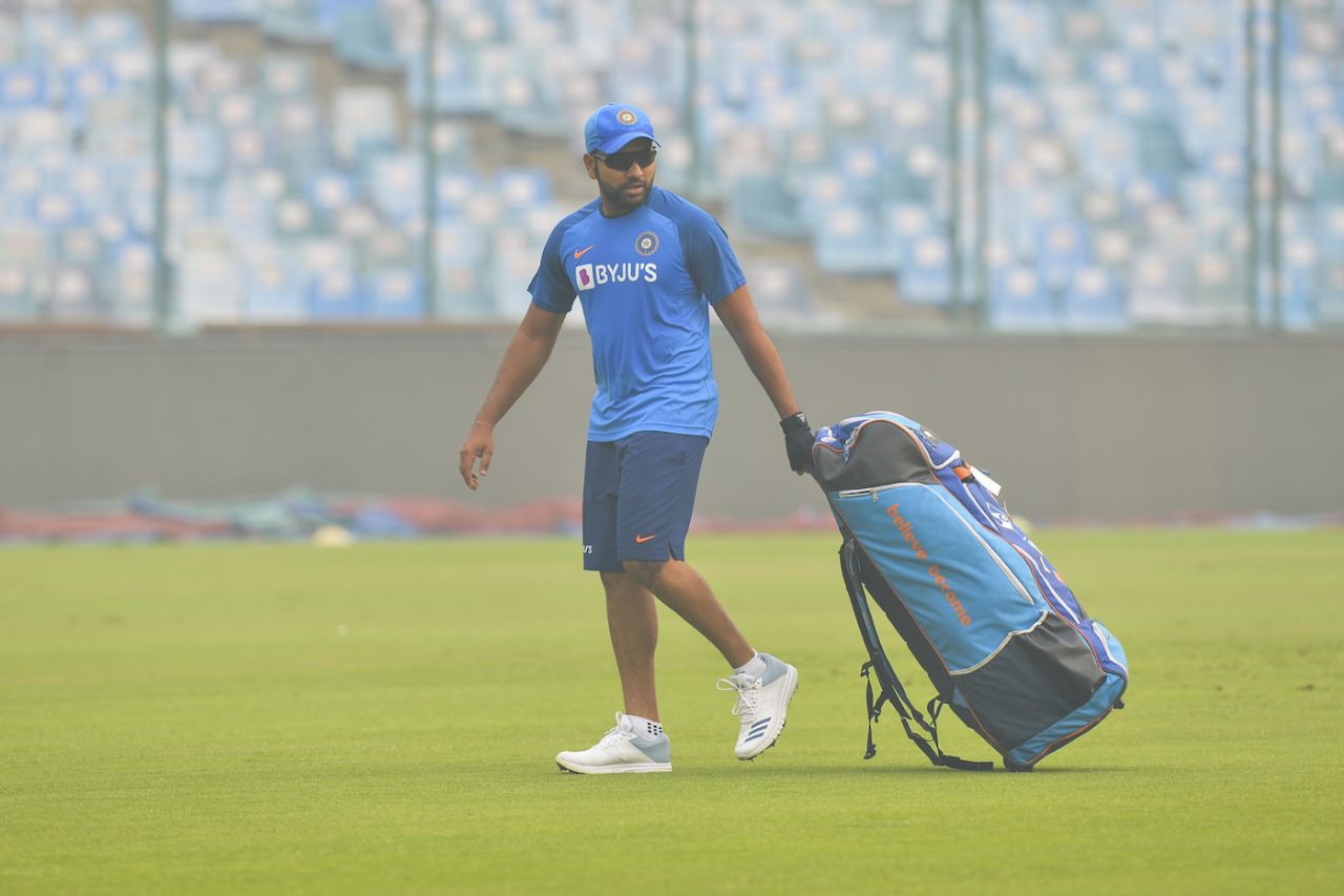 Rohit Sharma during a training session in hazy conditions, Delhi, November 1, 2019