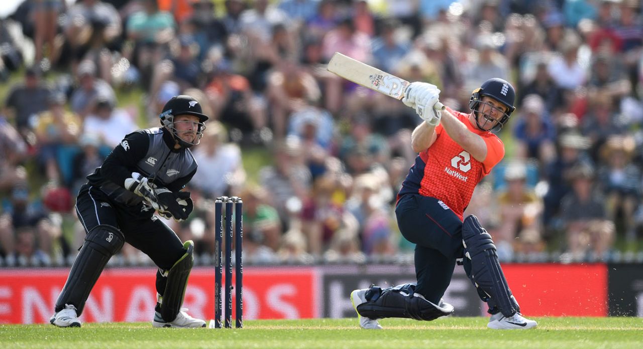 Eoin Morgan hits out, New Zealand v England, 3rd T20I, Nelson, November 05, 2019