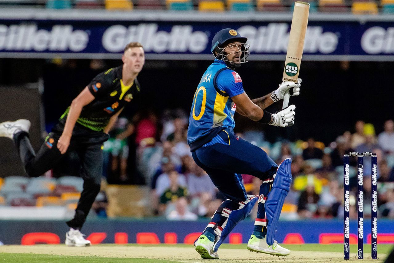 Danushka Gunathilaka hits one behind the wicket, Australia v Sri Lanka, 2nd T20I, Brisbane, October 30, 2019