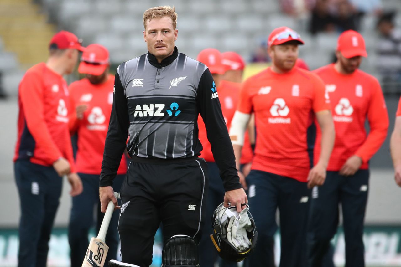 Martin Guptill was left on the losing side after another Super Over, New Zealand v England, 5th T20I, Eden Park, November 10, 2019