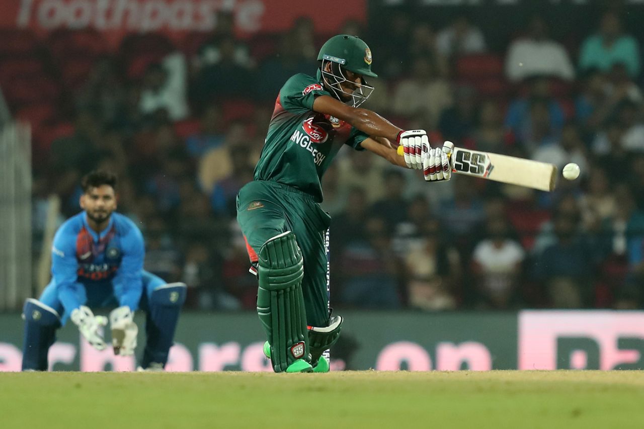 Mohammad Naim flays one through the off side, India v Bangladesh, 3rd T20I, Nagpur, November 10, 2019