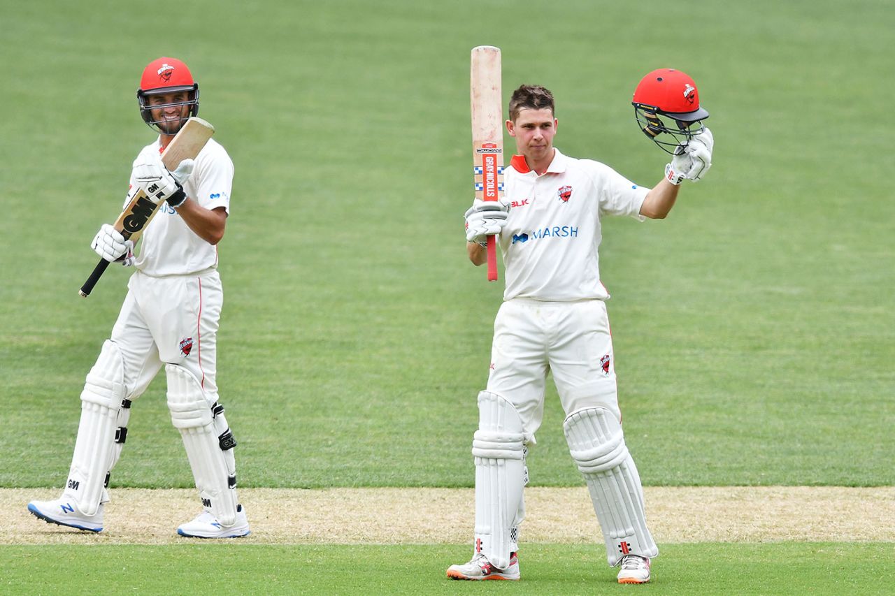 Henry Hunt brought up his maiden first-class hundred, South Australia v Tasmania, Sheffield Shield, Adelaide, November 11, 2019