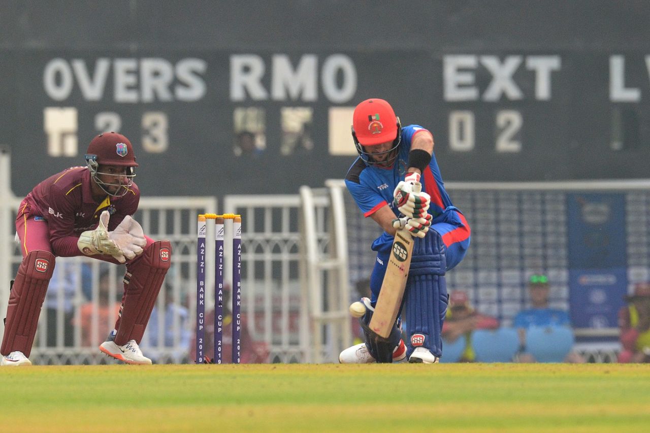 Rahmat Shah defends one, Afghanistan v West Indies, 1st ODI, Lucknow, November 6, 2019