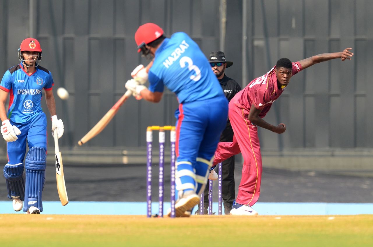Hazratullah Zazai flays one over cover, Afghanistan v West Indies, 3rd ODI, Lucknow, November 11, 2019