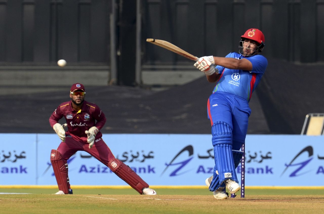 Hazratullah Zazai goes legside to a short ball, Afghanistan v West Indies, 3rd ODI, Lucknow, November 11, 2019