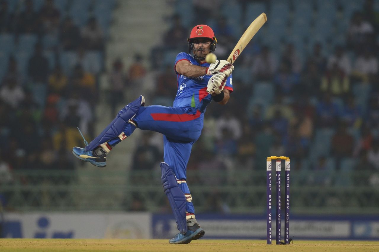 Mohammad Nabi plays a pull, Afghanistan v West Indies, 3rd ODI, Lucknow, November 11, 2019