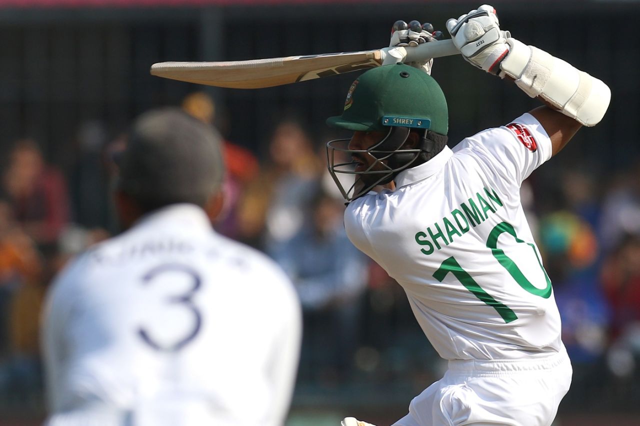 Shadman Islam looks to drive India v Bangladesh, 1st Test, Indore, 1st day, November 14, 2019