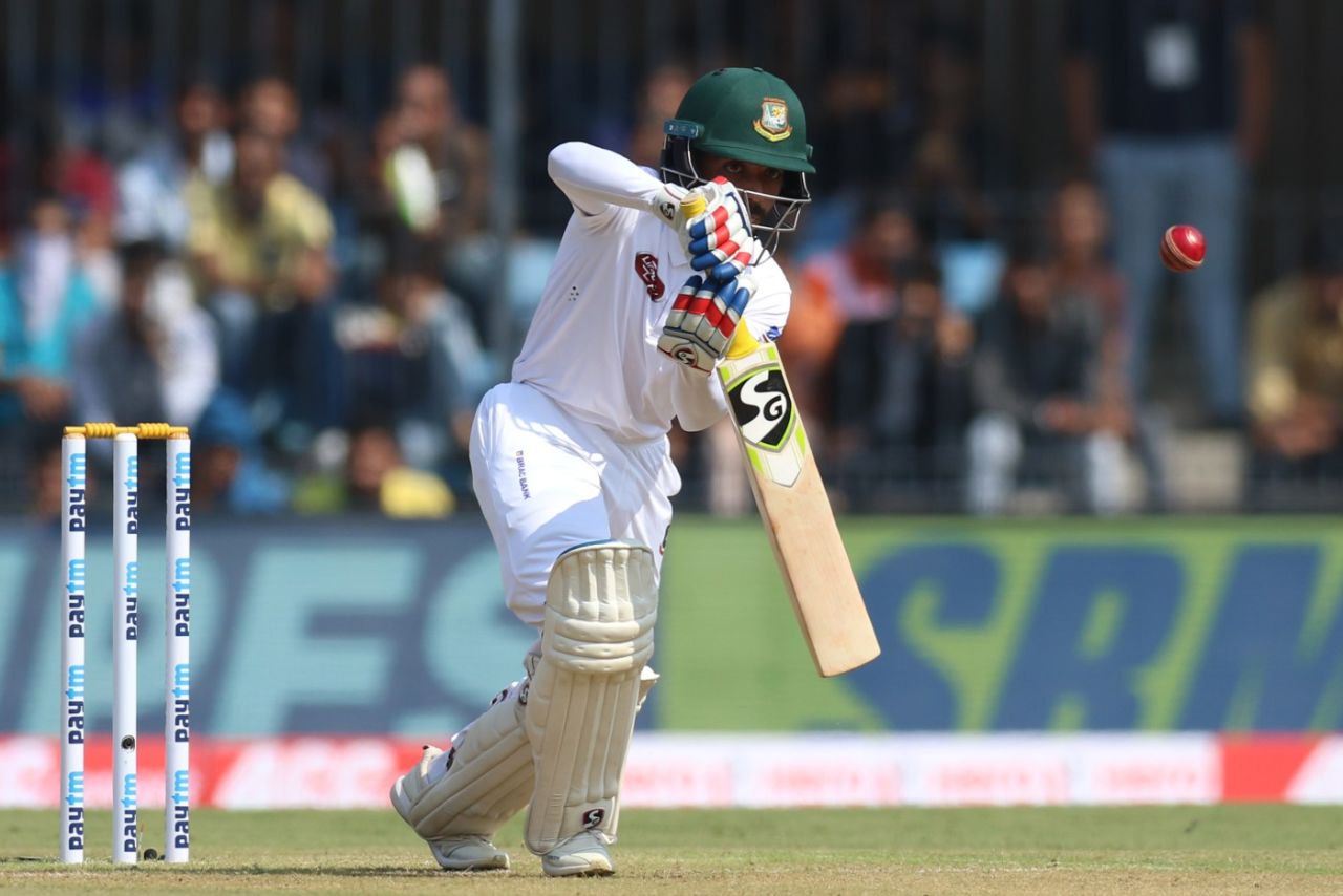 Mominul Haque plays a copybook forward defence, India v Bangladesh, 1st Test, Indore, 1st day, November 14, 2019