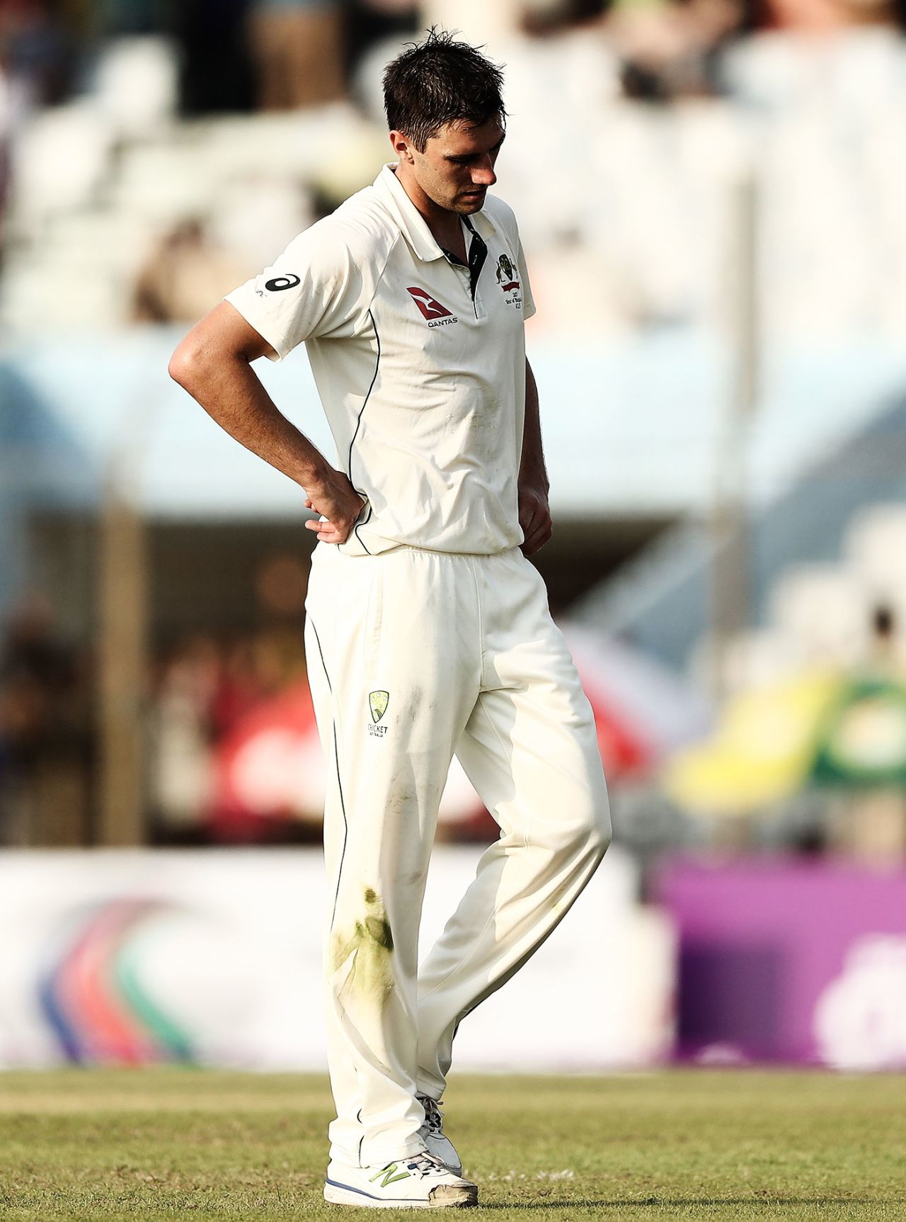 Pat Cummins walks back to his mark, Bangladesh v Australia, 2nd Test, Chittagong, 1st day, September 4, 2017