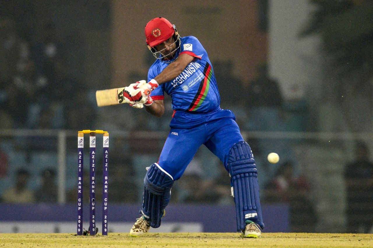 Asghar Afghan swings one across the line, Afghanistan v West Indies, 1st T20I, Lucknow, November 14, 2019