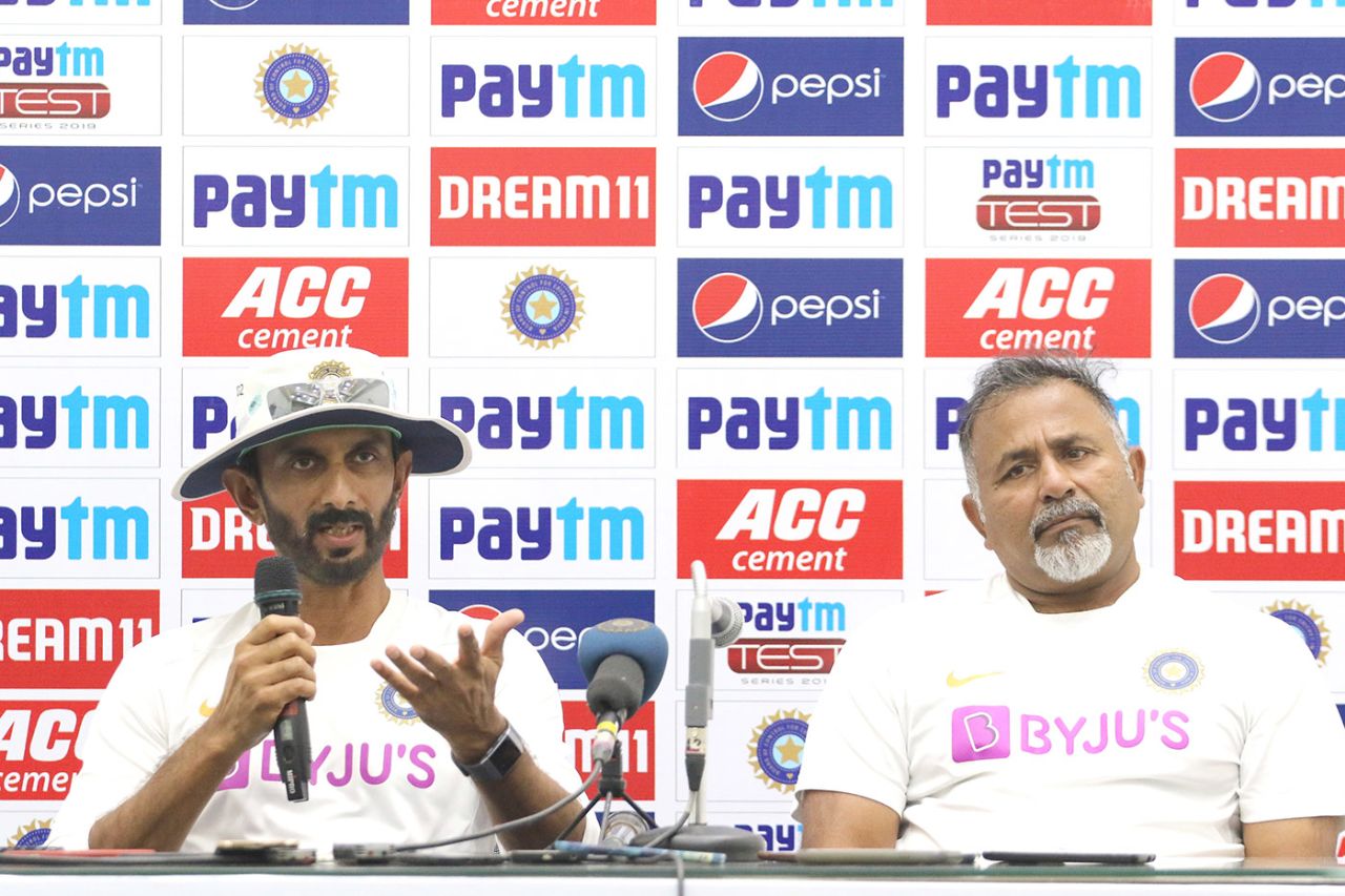 Vikram Rathour and Bharat Arun at a press conference, India v Bangladesh, 1st Test, Indore, 3rd day, November 16, 2019