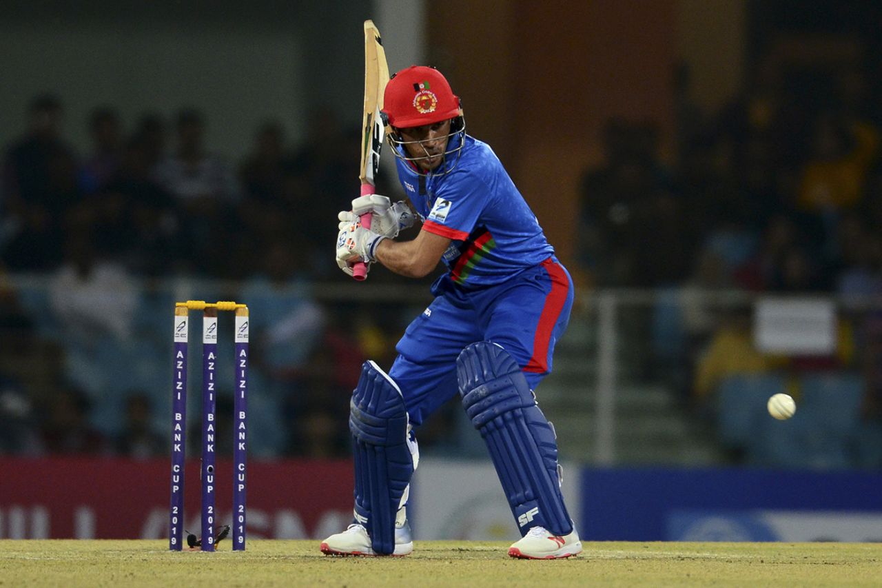 Rahmanullah Gurbaz keeps a close eye on the ball, Afghanistan v West Indies, 3rd T20I, Lucknow, November 17, 2019