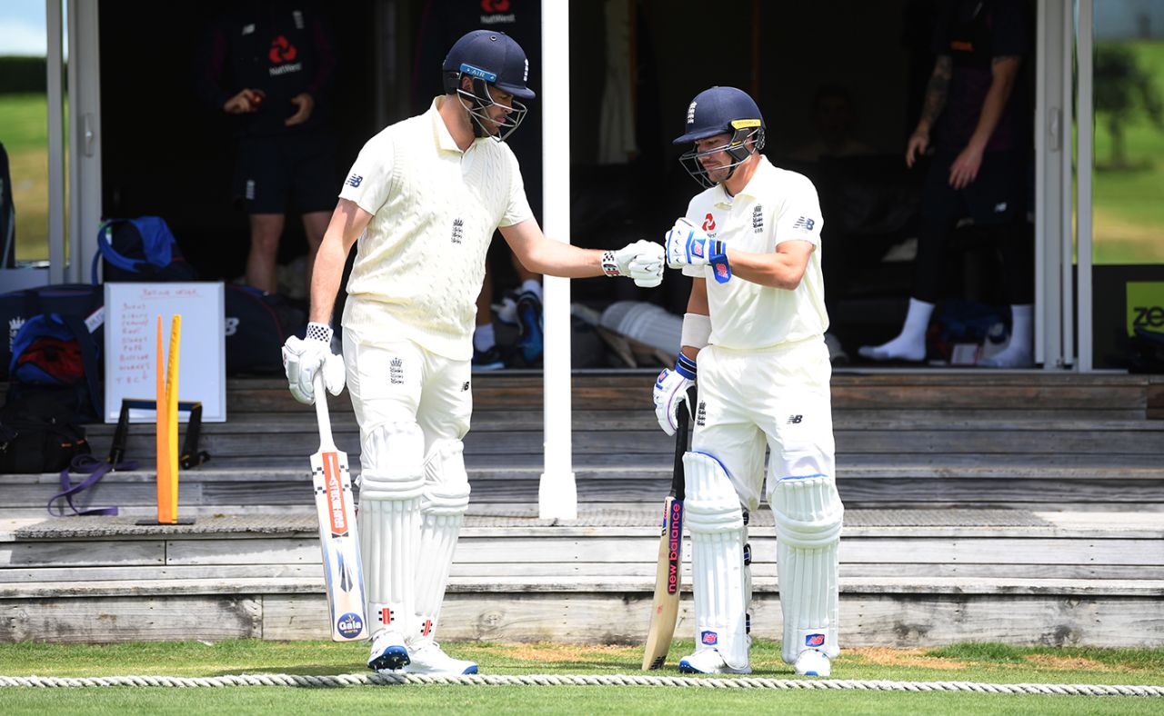 Dom Sibley and Rory Burns walk out to open the innings, New Zealand XI v England XI, Cobham Oval, Whangarei, Day 1, November 12, 2019